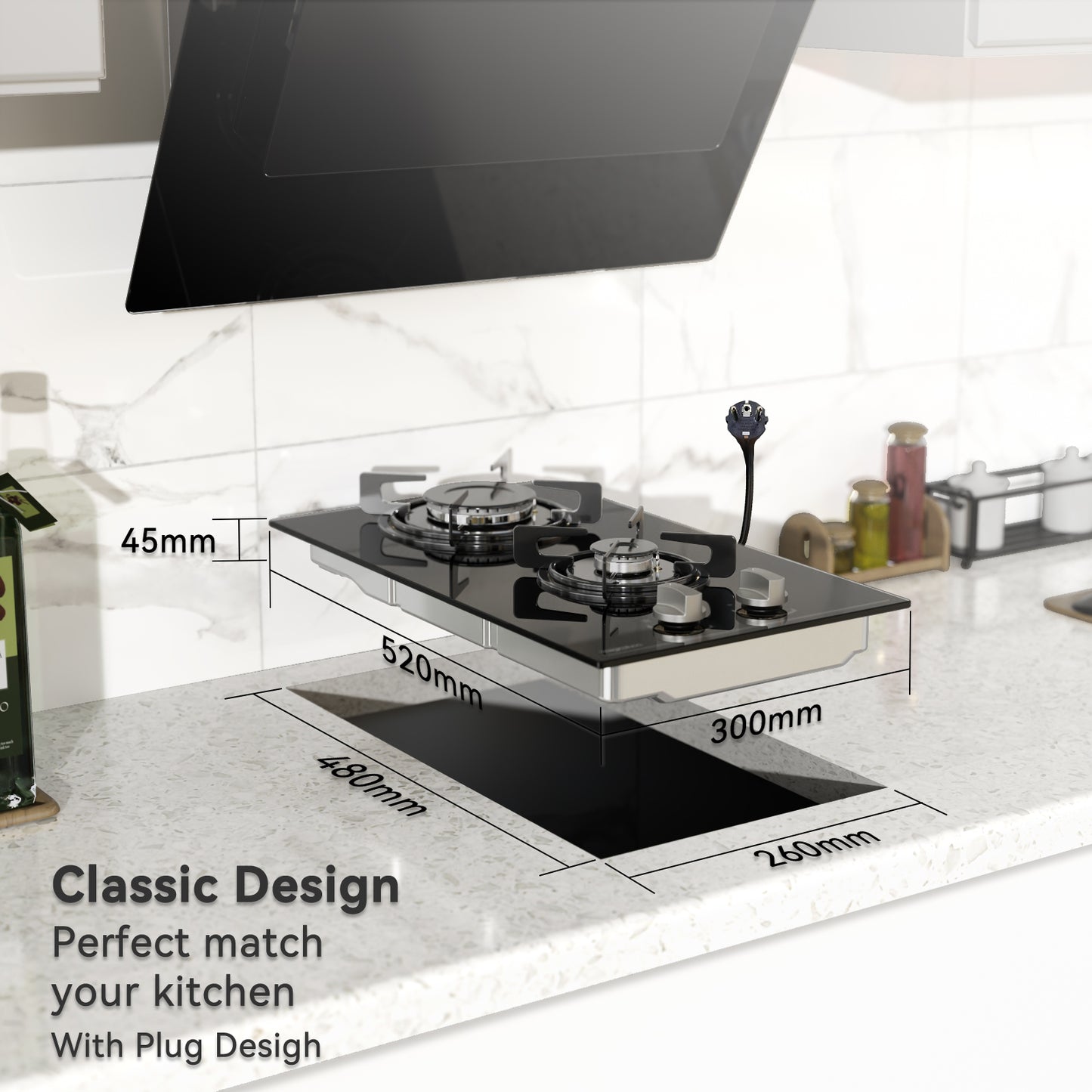 magicplux 2 burner gas hob, 30cm gas hob, built-in gas cooker, town and bottle gas, 4300W