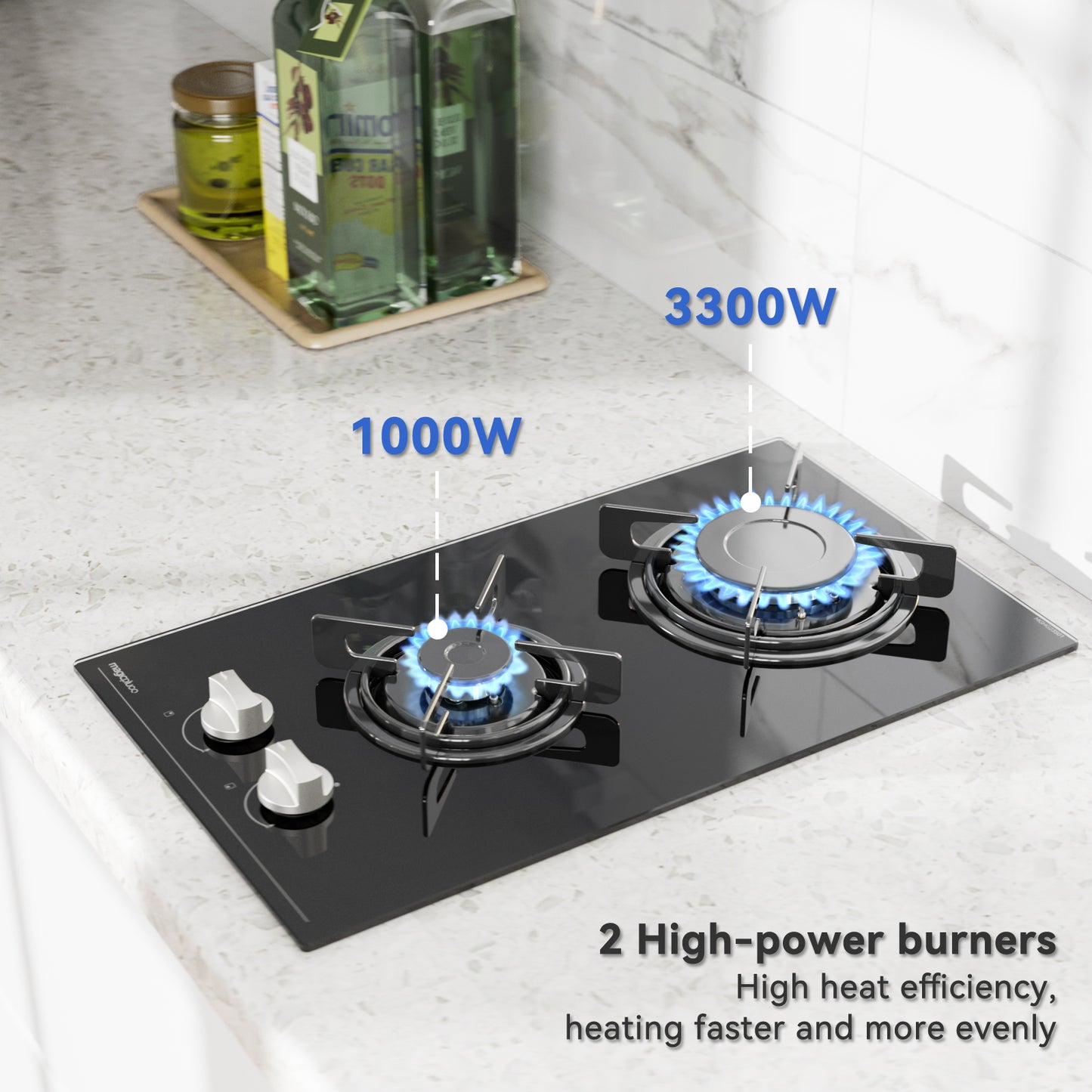 magicplux 2 burner gas hob, 30cm gas hob, built-in gas cooker, town and bottle gas, 4300W