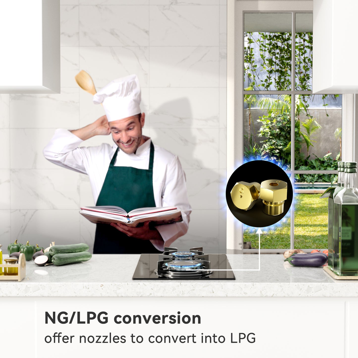 magicplux 2 burner gas hob, 30cm gas hob, built-in gas cooker, town and bottle gas, 4300W