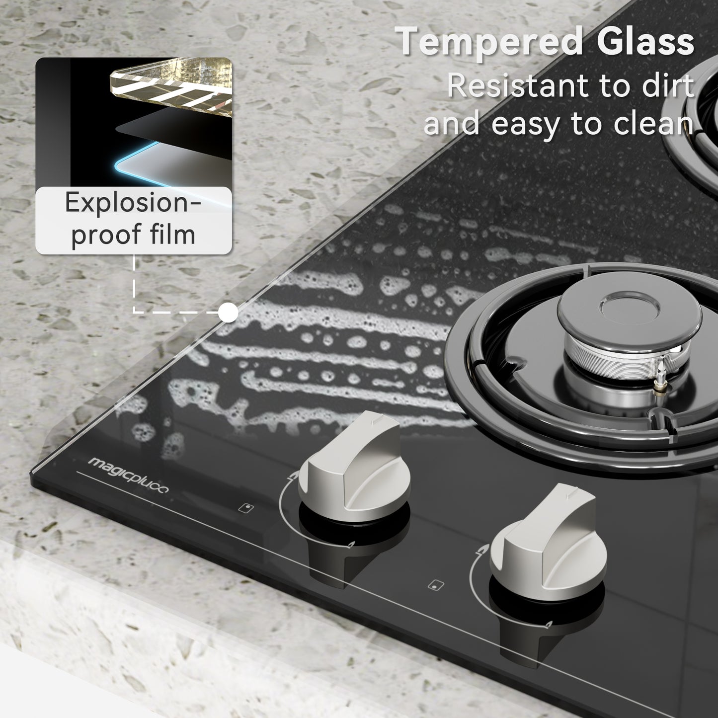 magicplux 2 burner gas hob, 30cm gas hob, built-in gas cooker, town and bottle gas, 4300W
