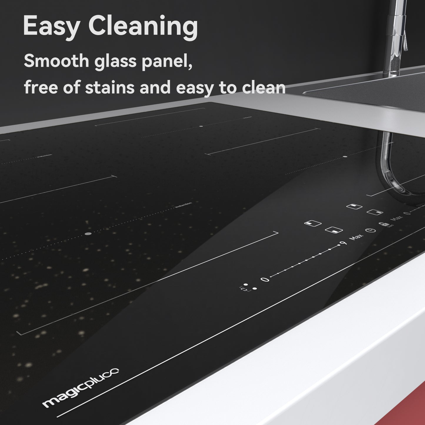 magicplux induction hob 60cm built-in hob Built-in electric hob 4 cooking zones, 9 power levels, sensor touch control, childproof lock